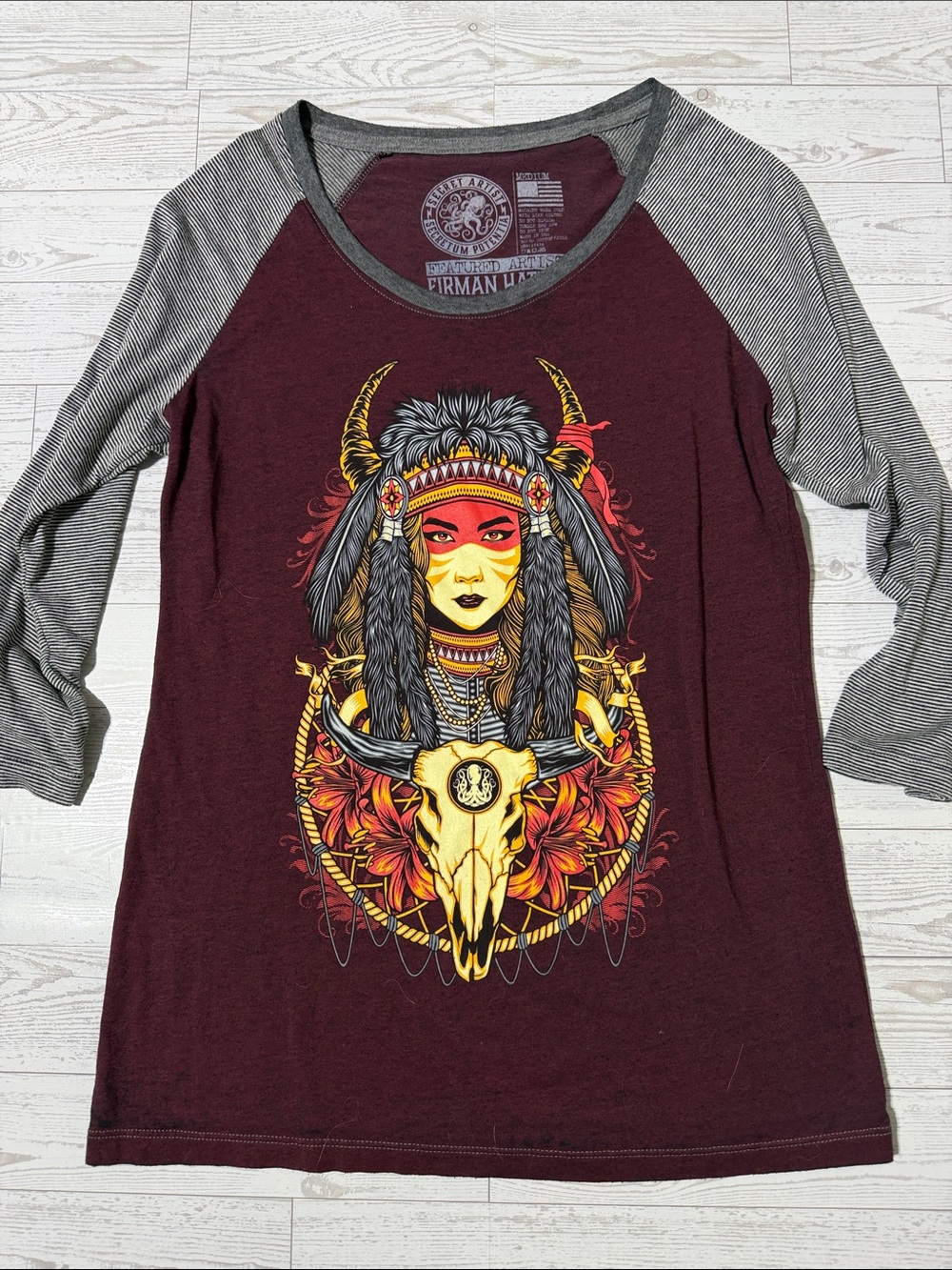 Secret Artists Secretum Potential Maroon Graphic Raglan Long-Sleeve Top